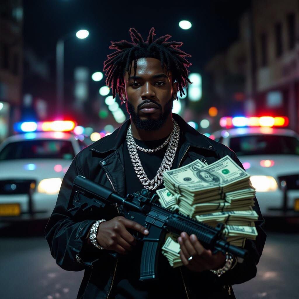 Cinematic Film Still of Young Man in Pursuit