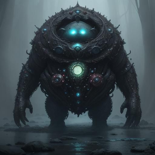 Eerie Tardigrade: Microscopic Creature in Abstract Surrealis...