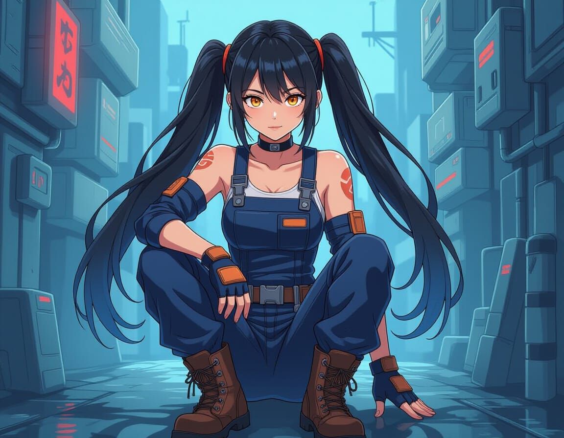 Sci-Fi Engineer in Cel-Shaded Manga Style