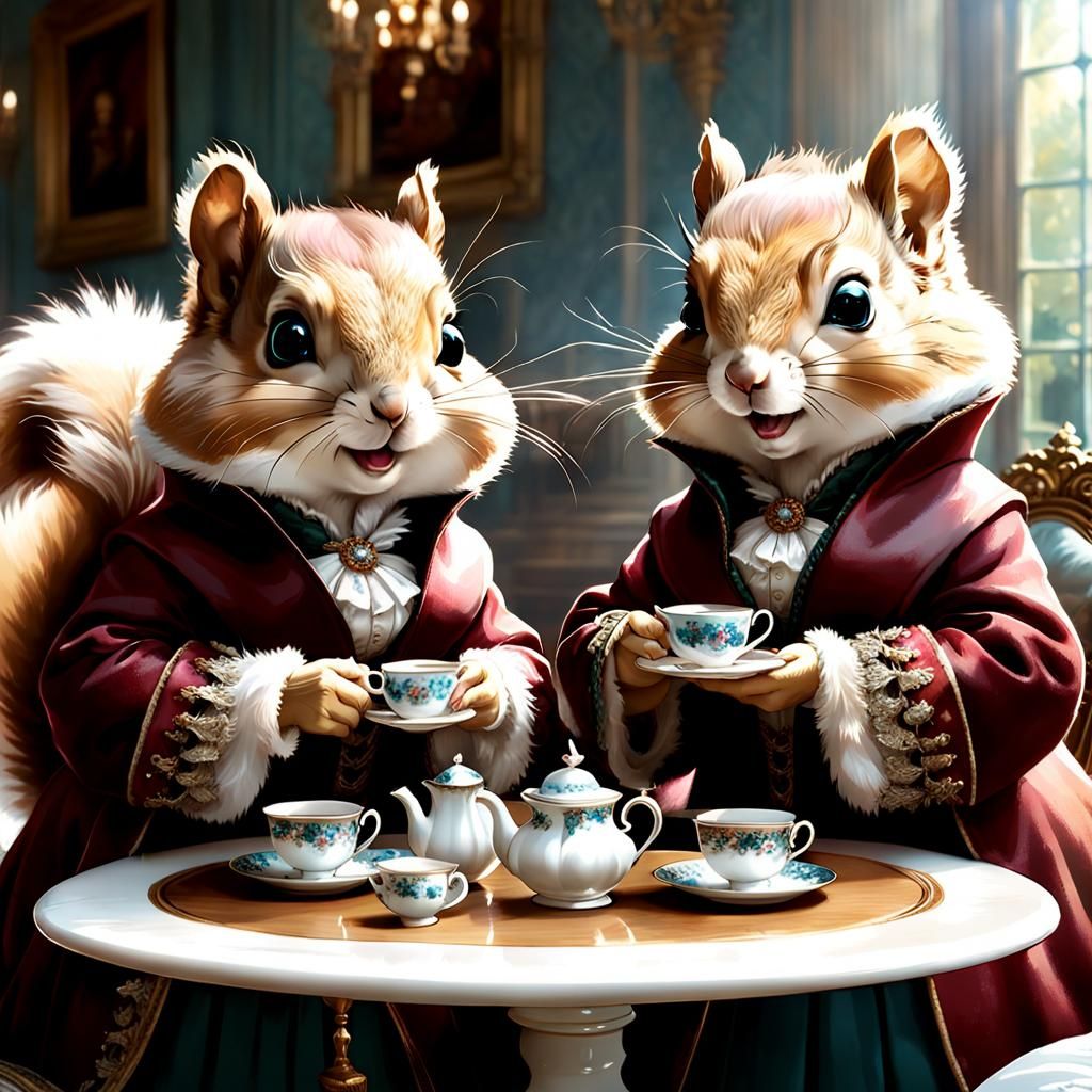 Squirrels' Tea Party at Queen's Palace in 3D