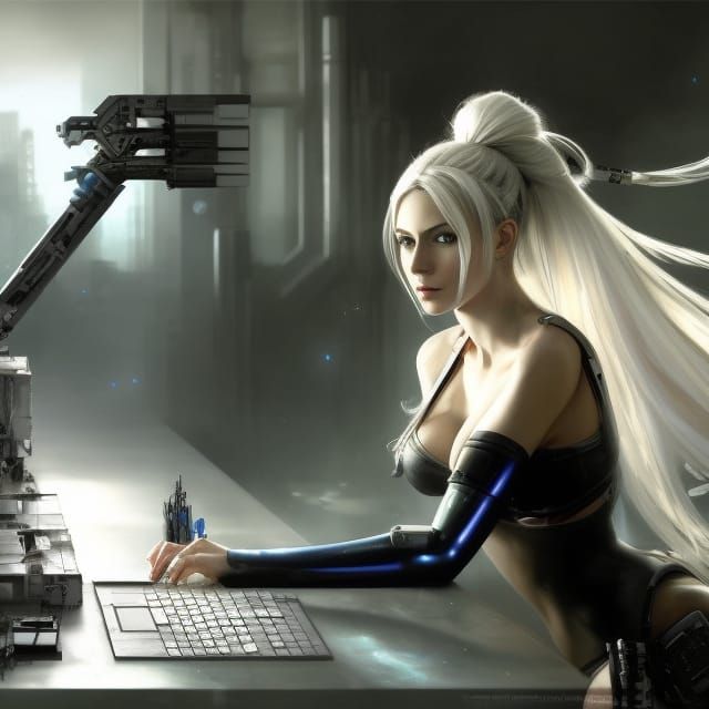 Robot Lab Assistant in Gouache and Watercolor Style