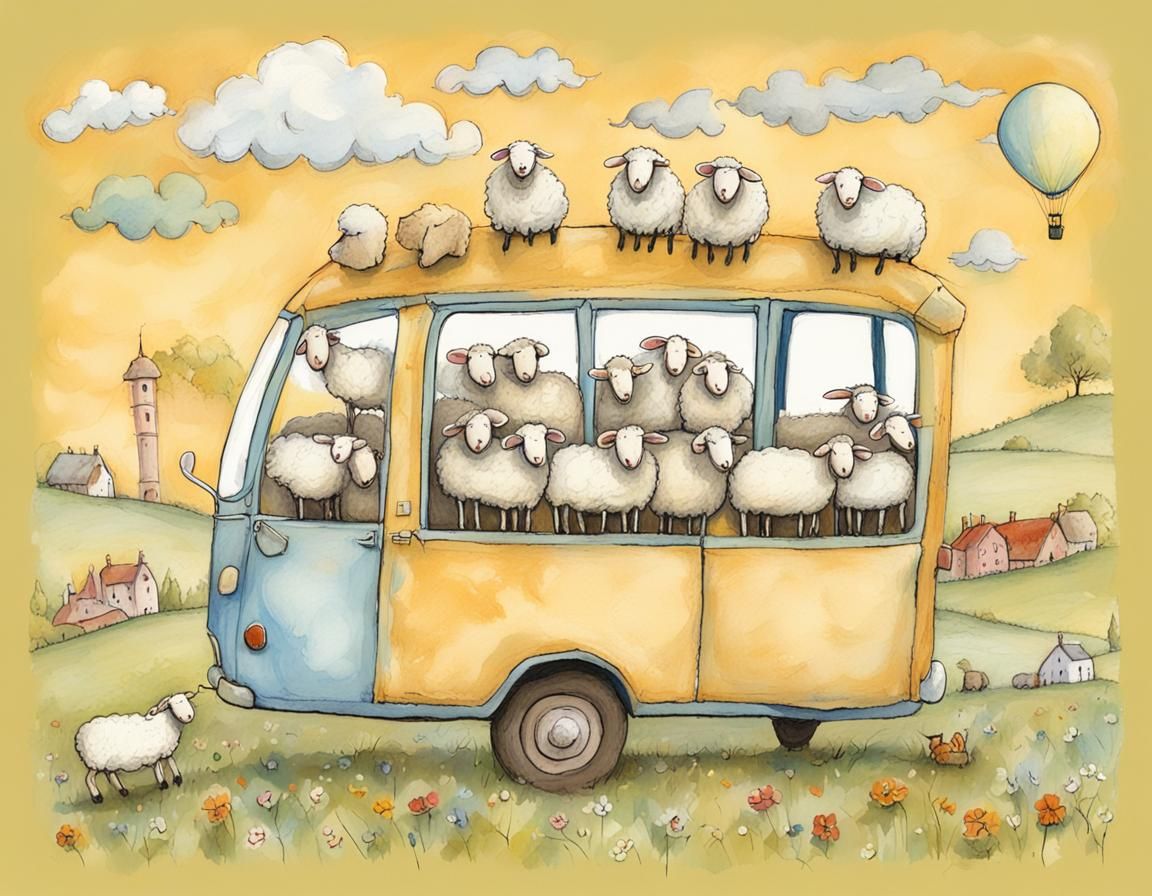 Sheep on World Tour: Illustrative Children's Style
