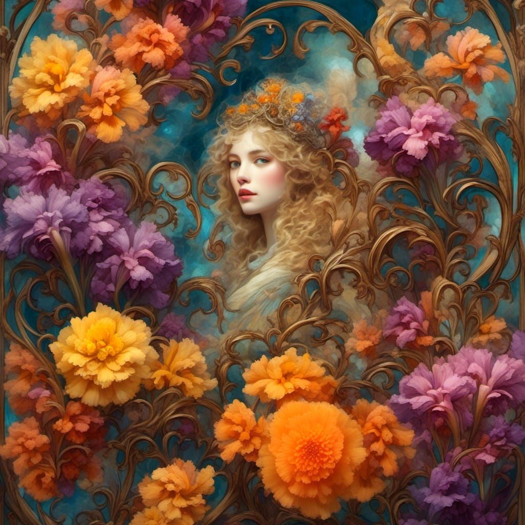 Eclectic Fractal Architecture with Rainbow Floral Kaleidosco...