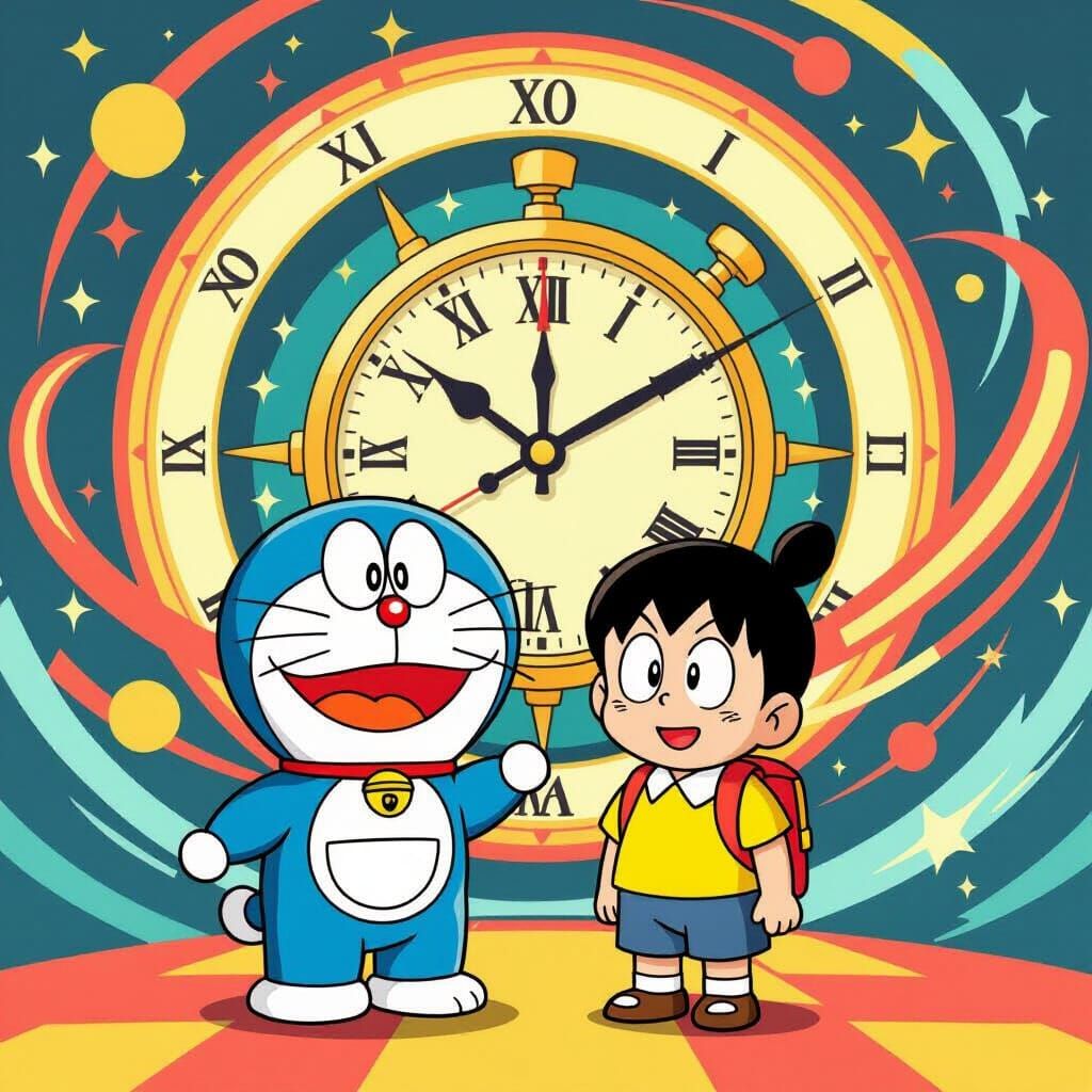 Doraemon and Nobita in Time Travel Cartoon