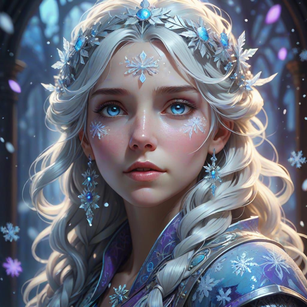 Ethereal Frost Queen with Icy Blue Eyes