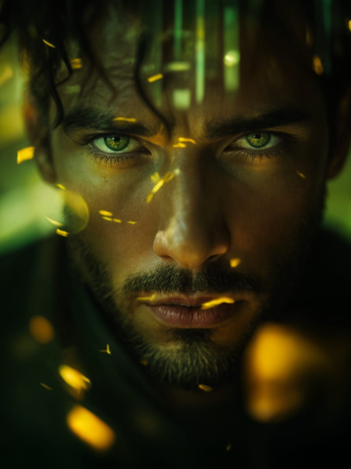 Emerald and Gold Portrait in Dutch Angle Photography