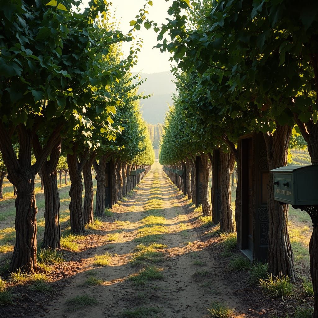 Fantastical Vineyard Doors and Mailboxes Amidst Ancient Tree...
