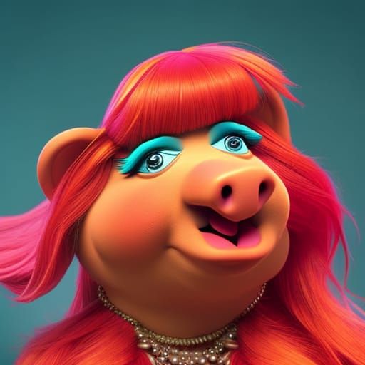 Miss Piggy as Bride, Splash Art Style