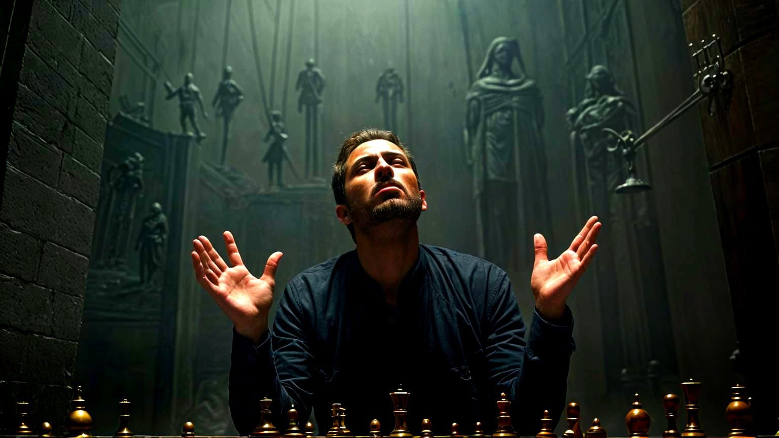 A Man Contemplates Fate and Unseen Forces