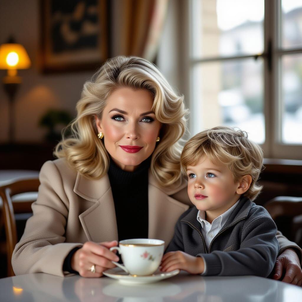 Catherine Deneuve Shares Tea With Boy Jindra