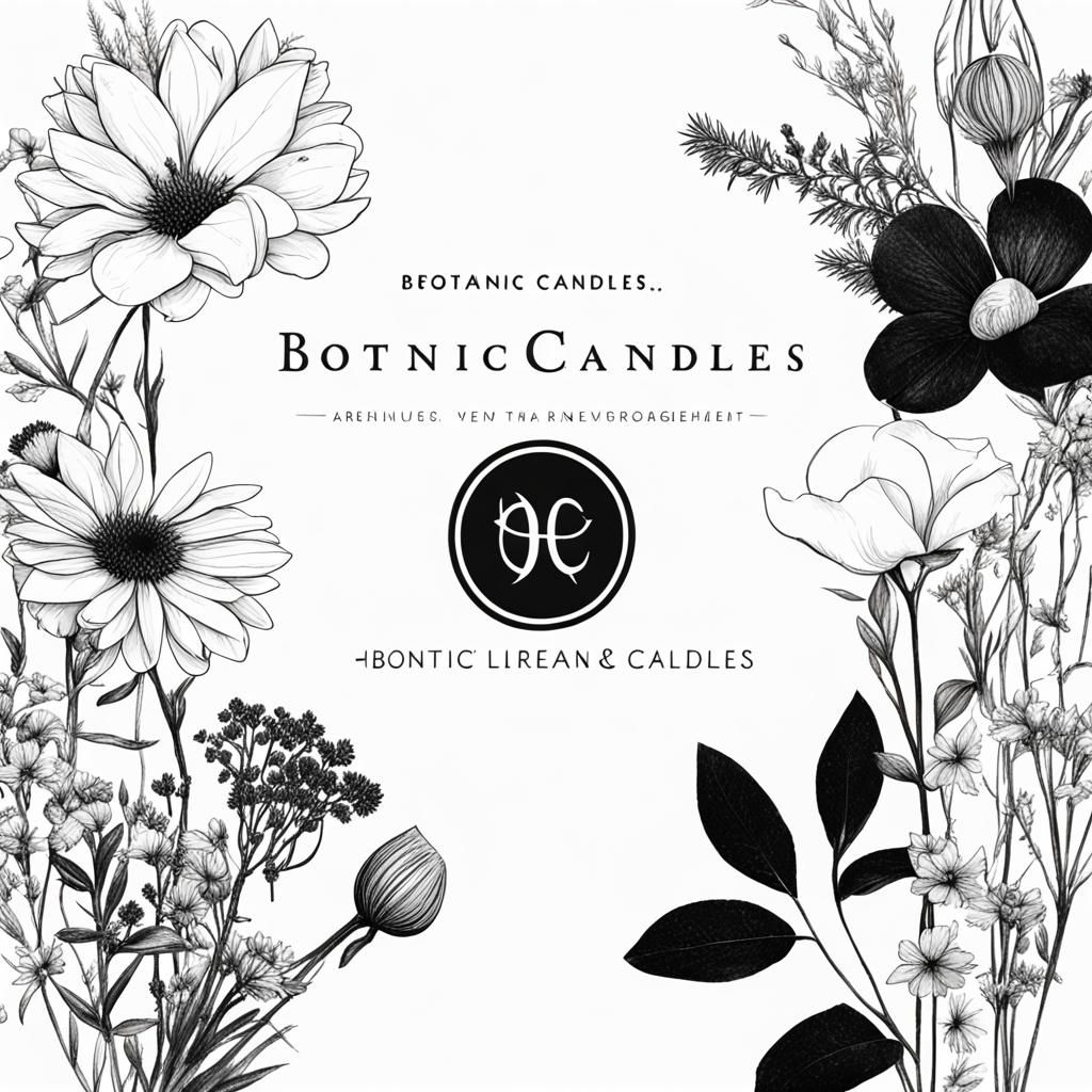 Elegant Botanic Candles Logo in Black and White