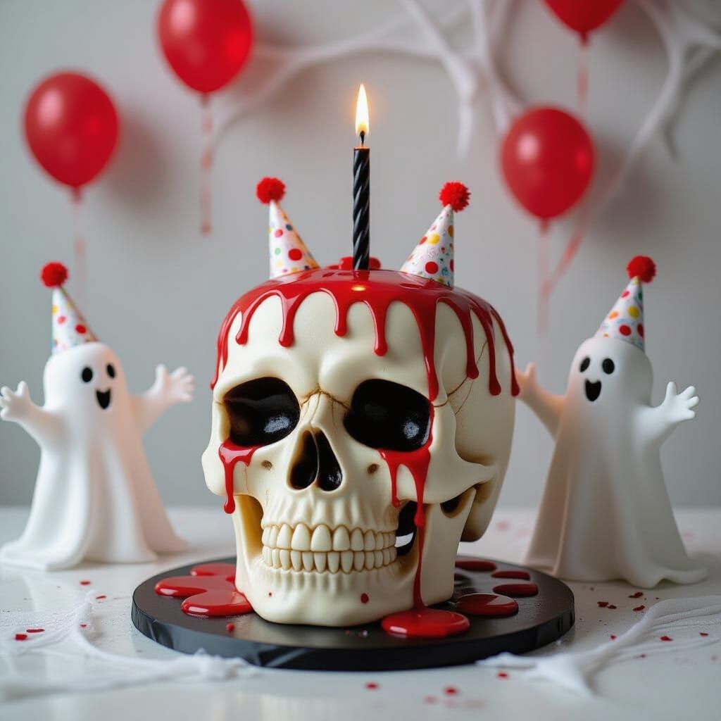 Spooky Birthday Cake with Celebrating Ghosts