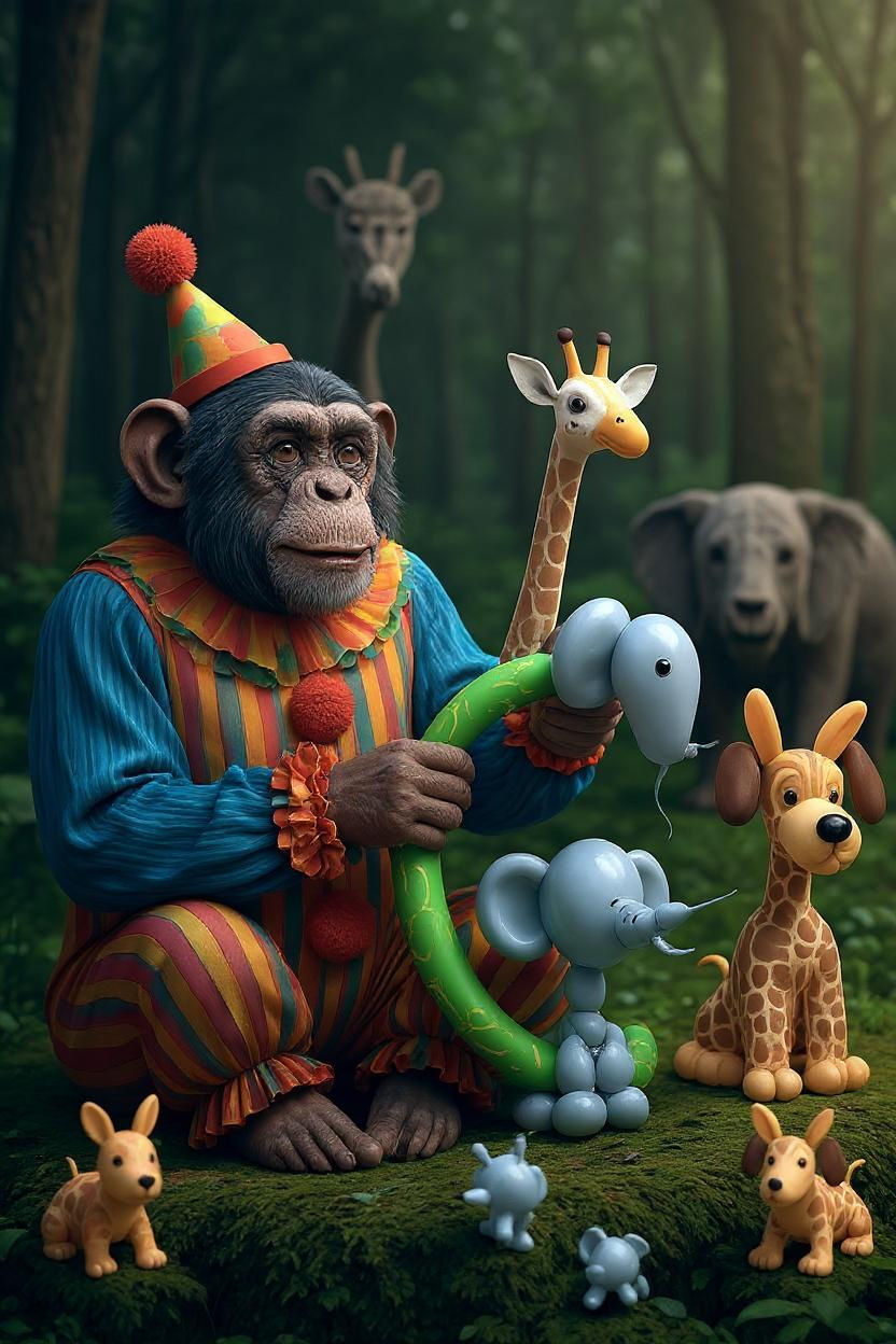 Chimpanzee Clown's Balloon Animal Zoo
