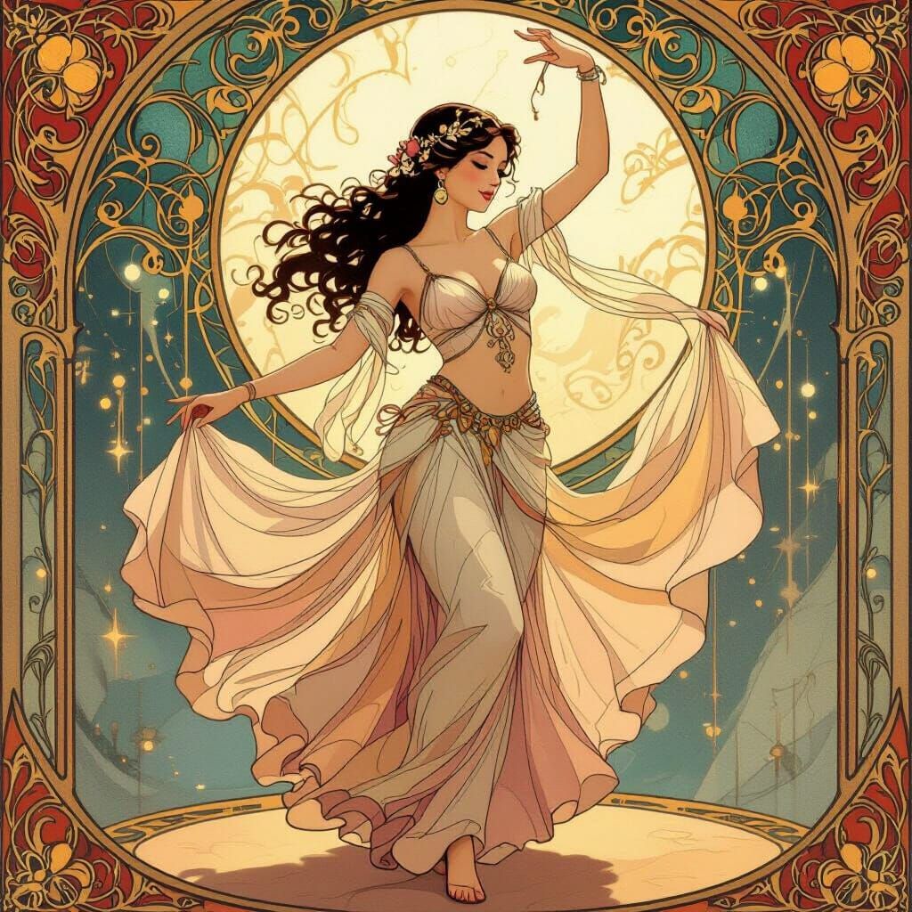 Elegant Dancer in Art Nouveau Style