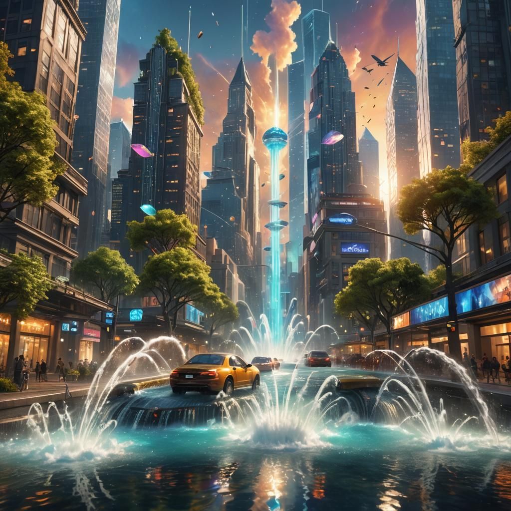 Floating City of Crystal and Energy: Splash Art
