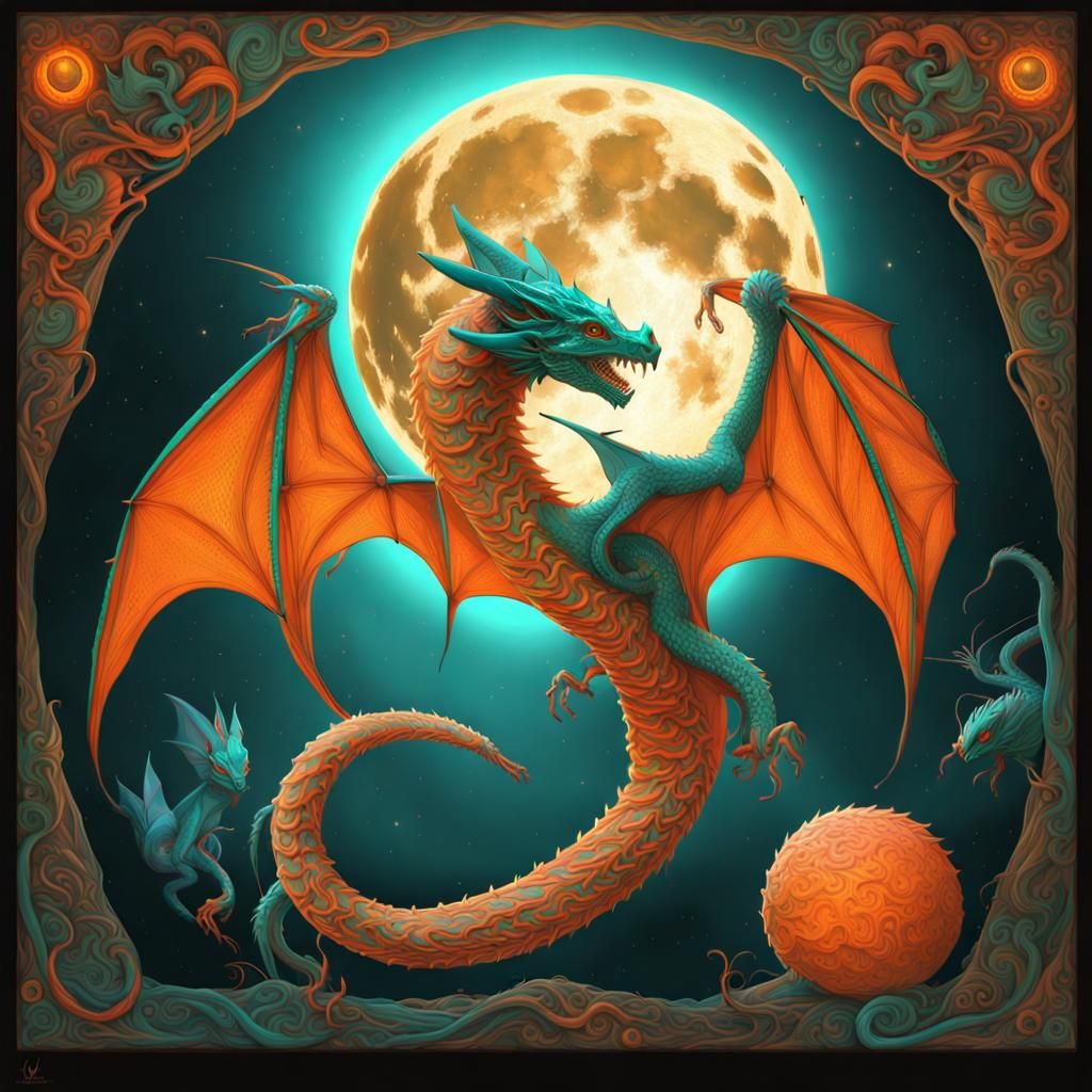 Dragon in Moonlight: Pre-Raphaelite Serpent-Bat Art