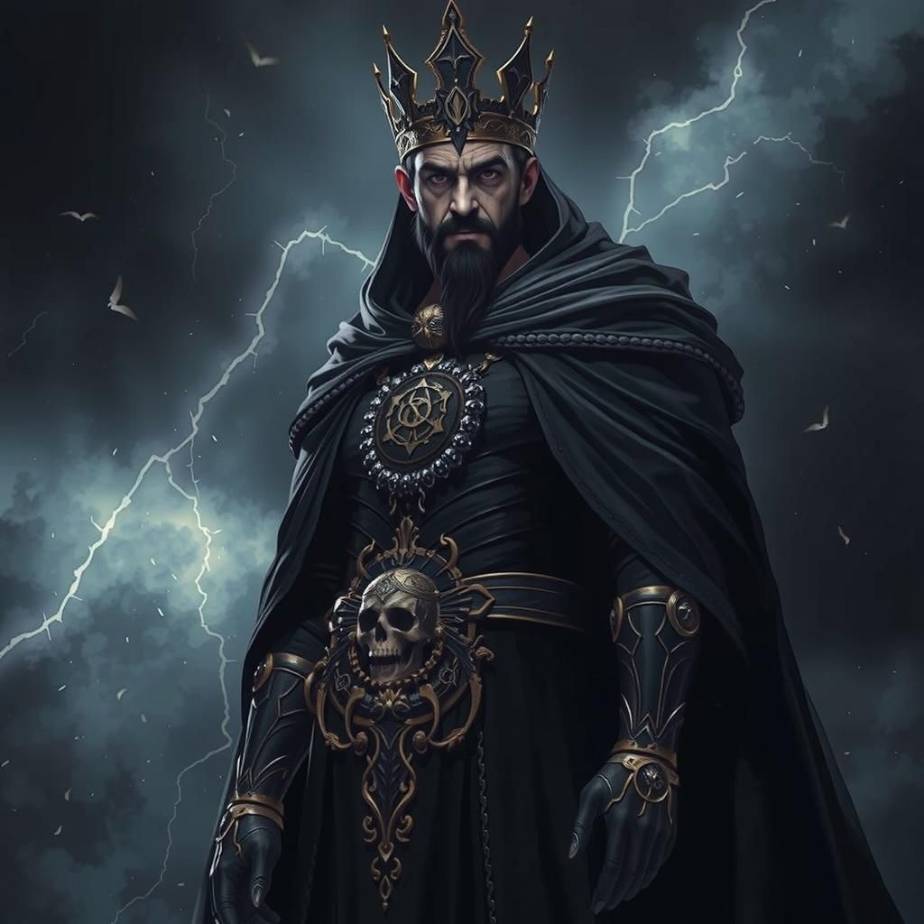 The Dread King on Skull Throne: Dark Fantasy Art