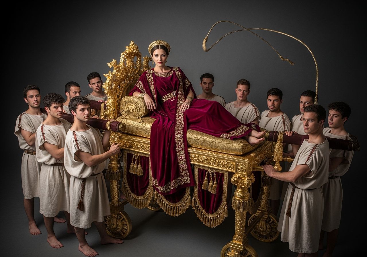Opulent Roman Empress on Golden Litter