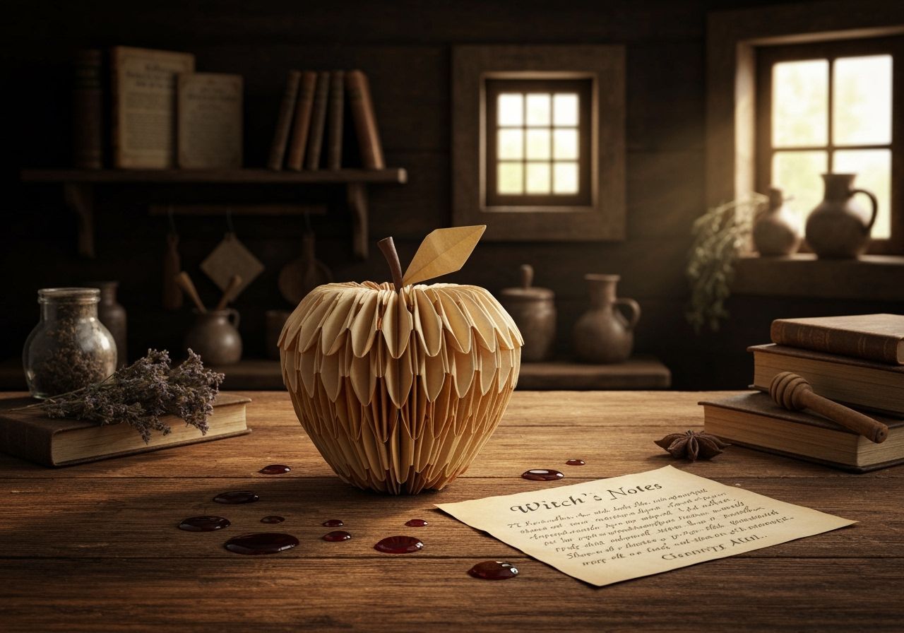 Origami Apple with Witchcraft Notes