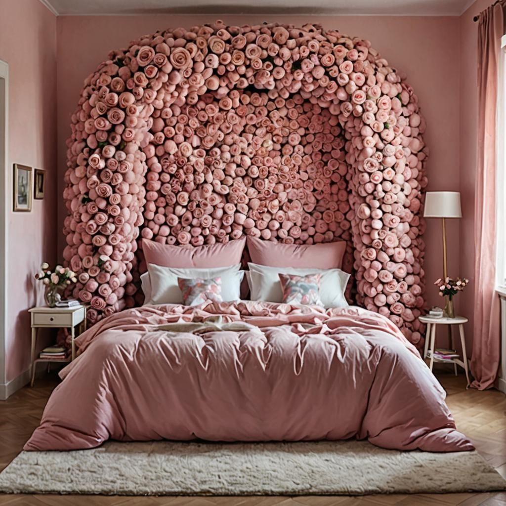 Whimsical Giant Wicker Armchair with Pink Bedrooms