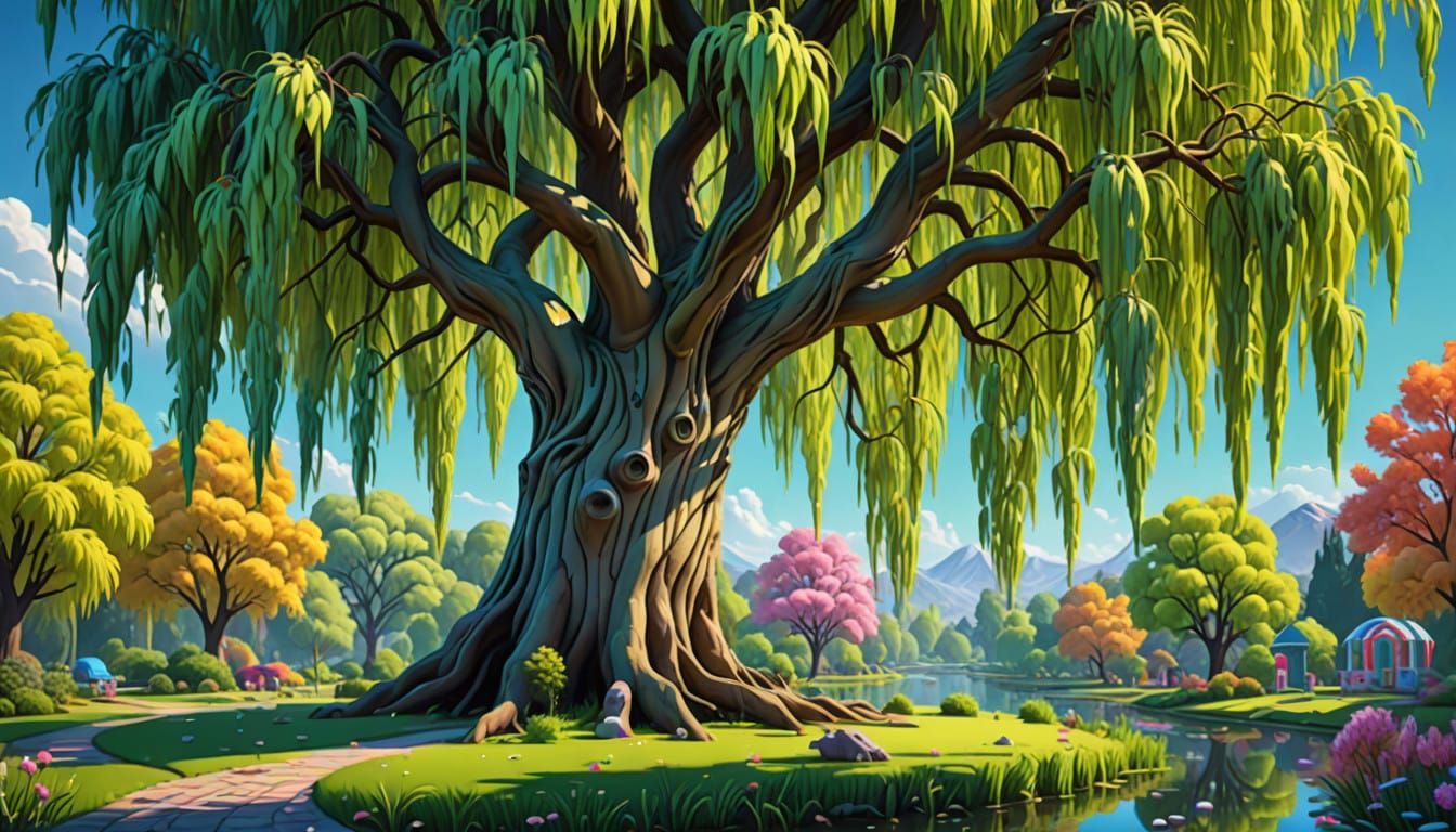 Whimsical Candy Art Weeping Willow Tree