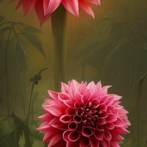 Hyperdetailed Dahlia Flower in Dark Fantasy Style