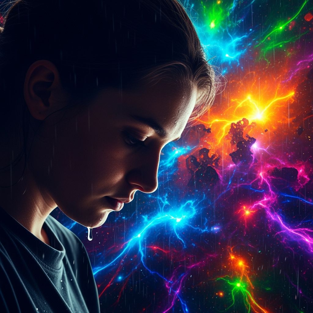 Melancholic Portrait with Colorful Background