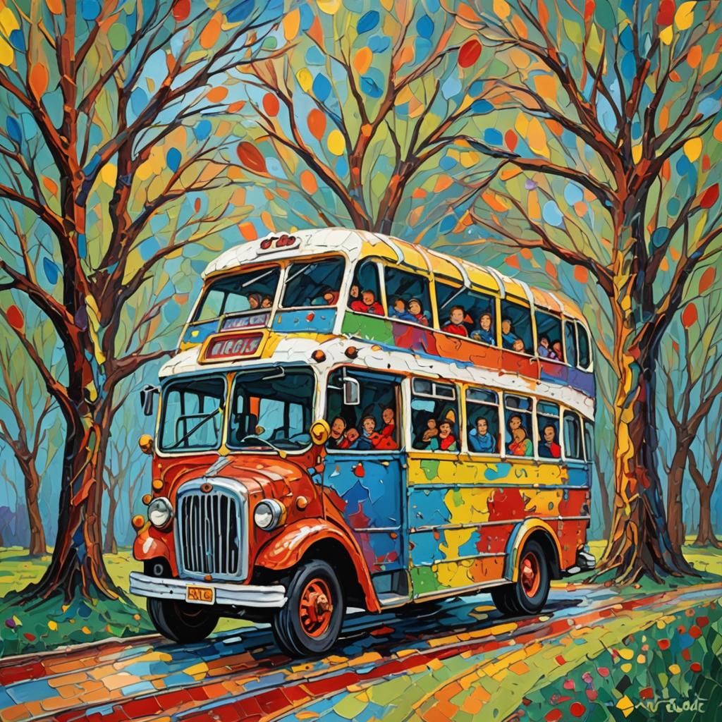 Partridge Family Bus in Dr. Seuss Style