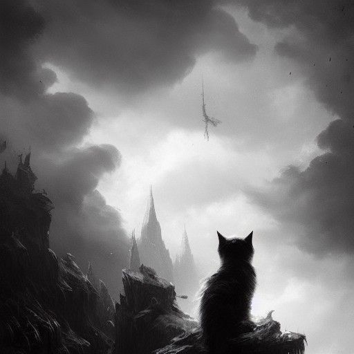 Cats in a Cloud Wonderland: Dark Fantasy Concept Art