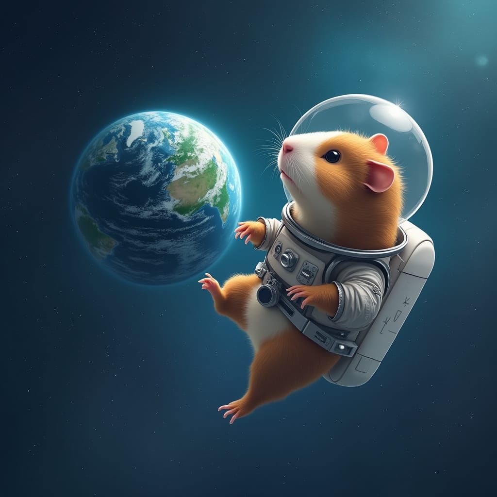 Guinea Pig Astronaut Marvels at Earth's Vibrant Beauty