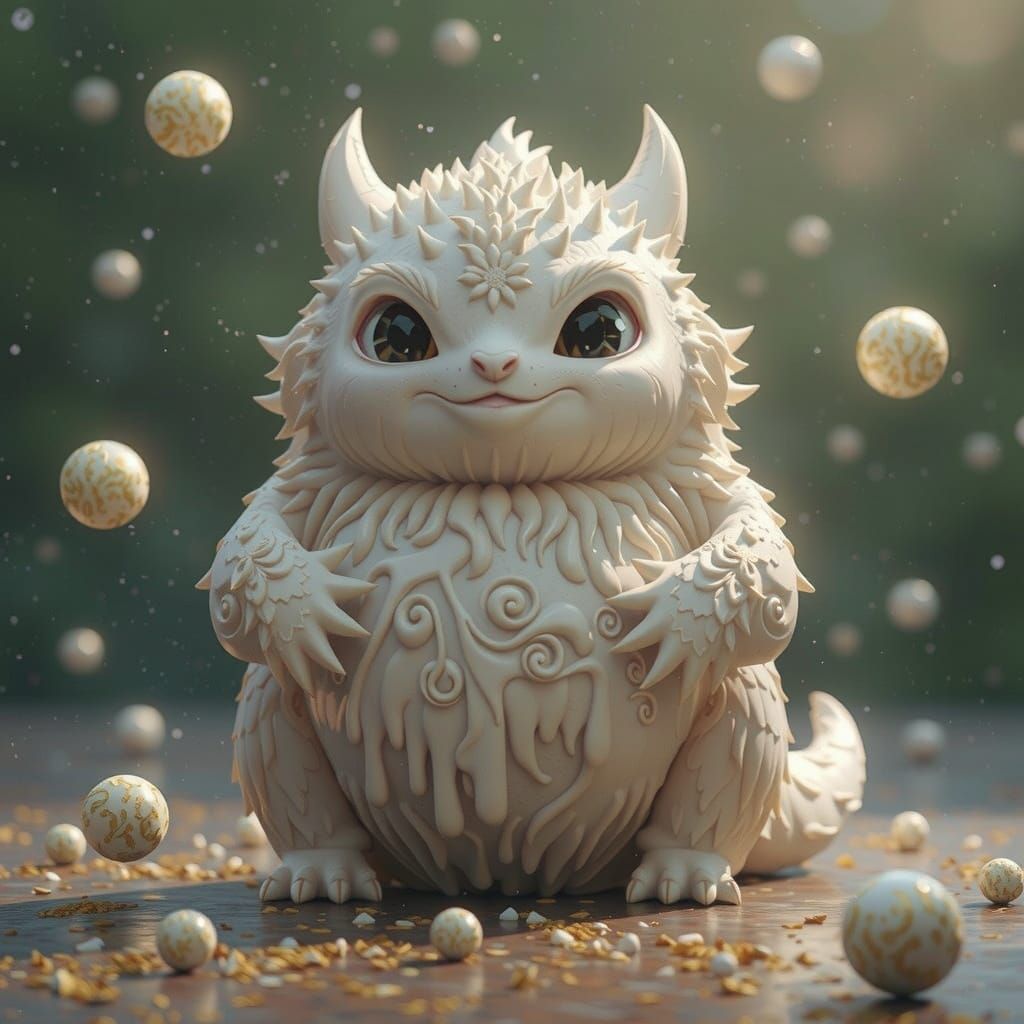 White Chocolate Earth Creature in 3D Cinematic Style