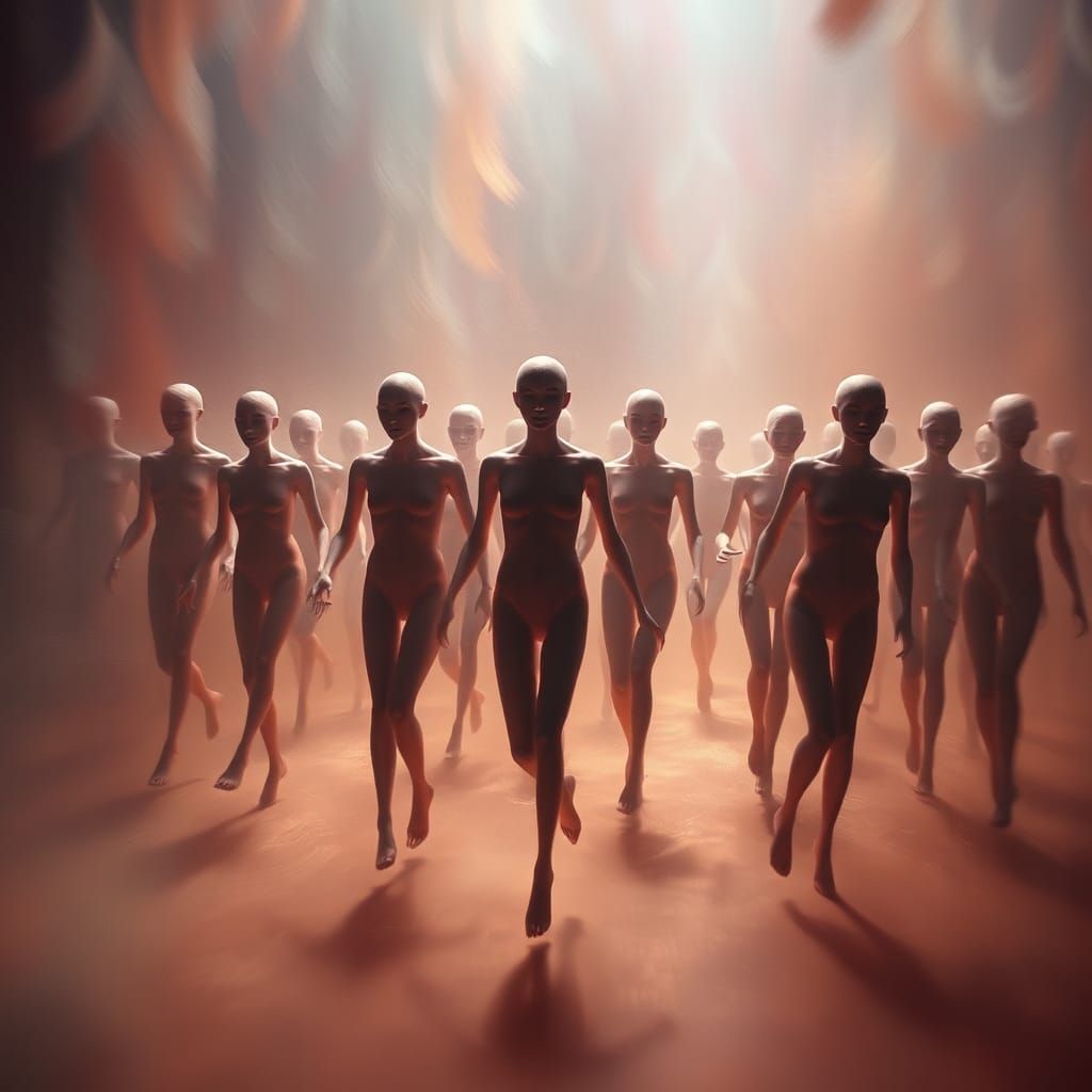 Ethereal Figures in Dreamlike Dance