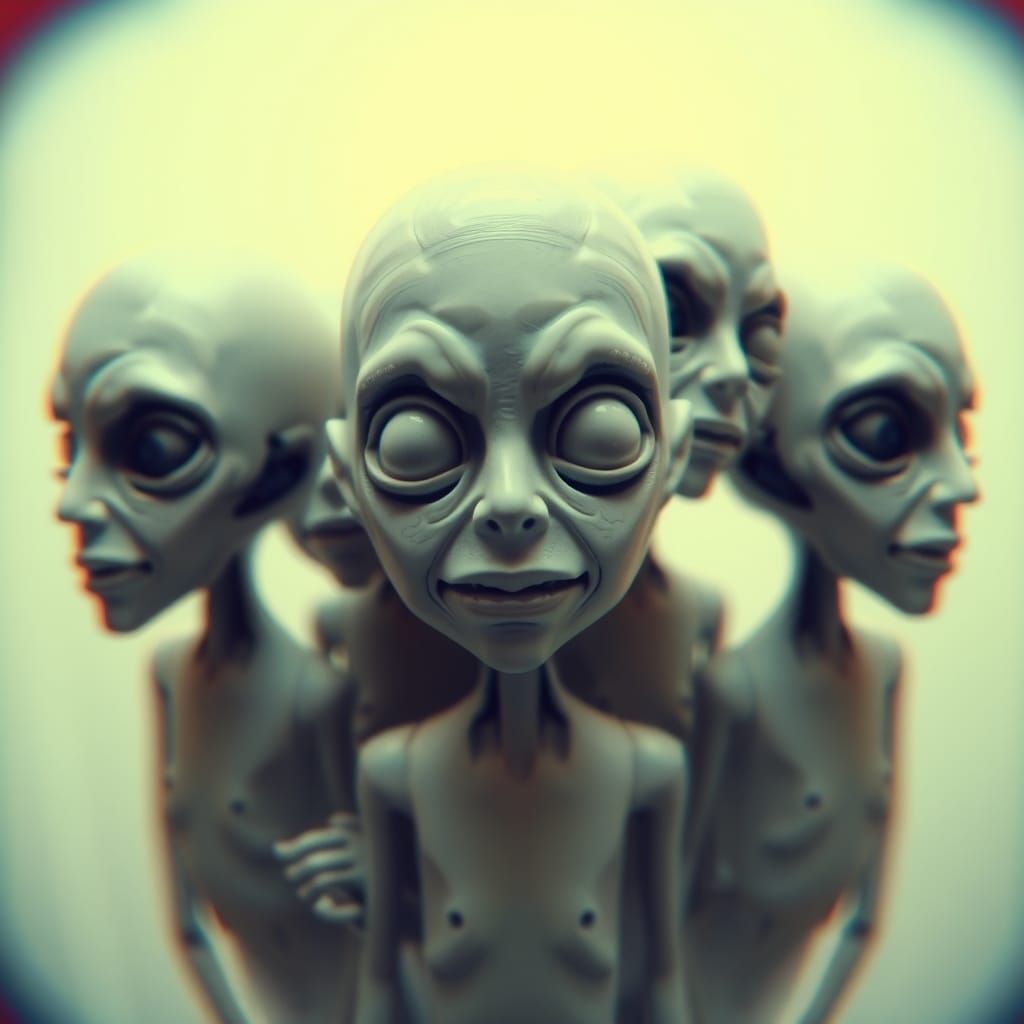 Uncanny Surreal Ghostly Figures in Distorted Reality