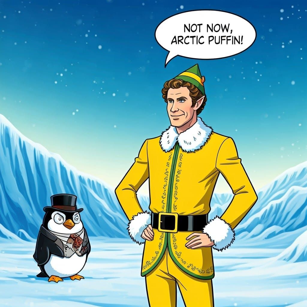 Anime Elf in Winter Wonderland, Manga Style