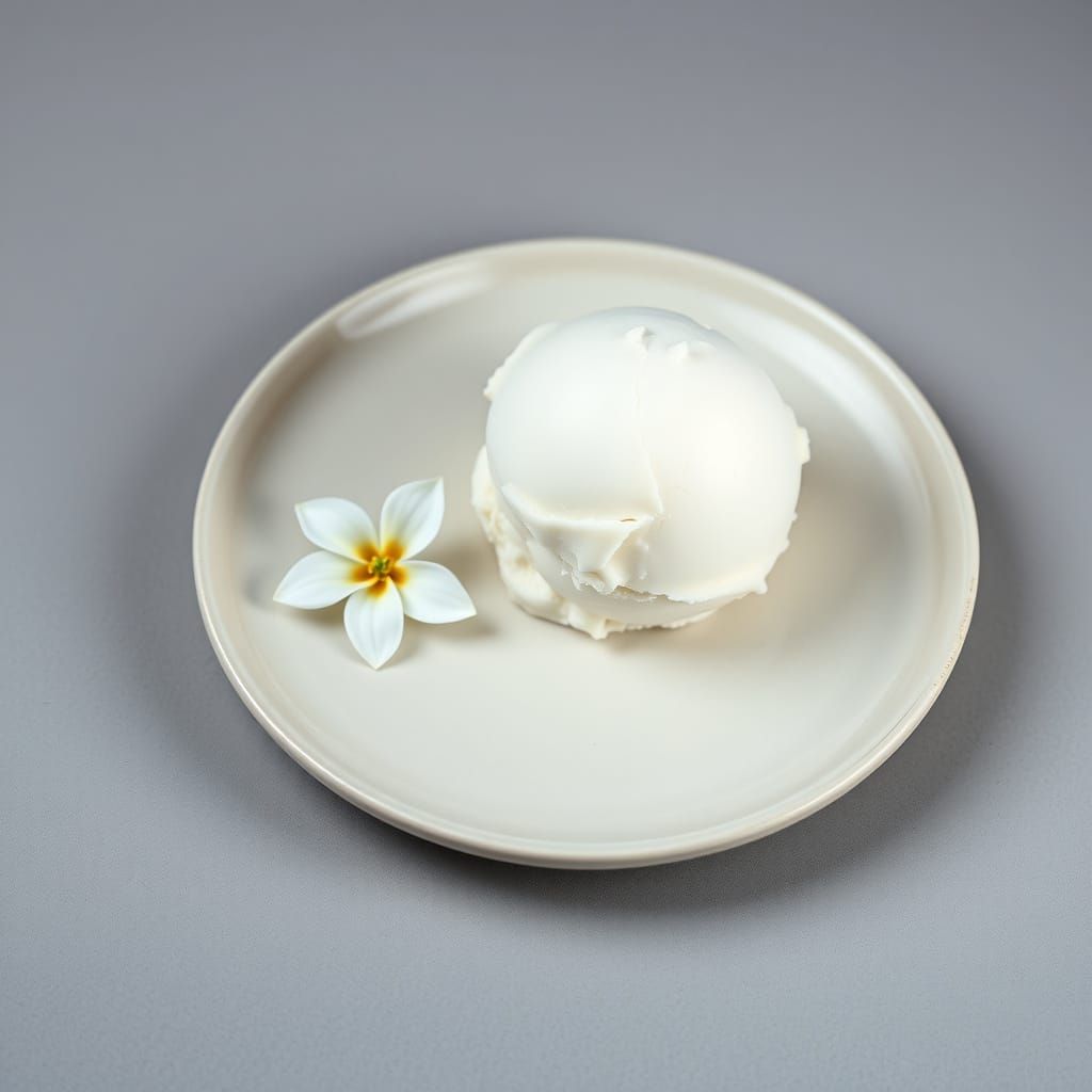 Minimalist Still Life: Coconut Ice Cream with Flower