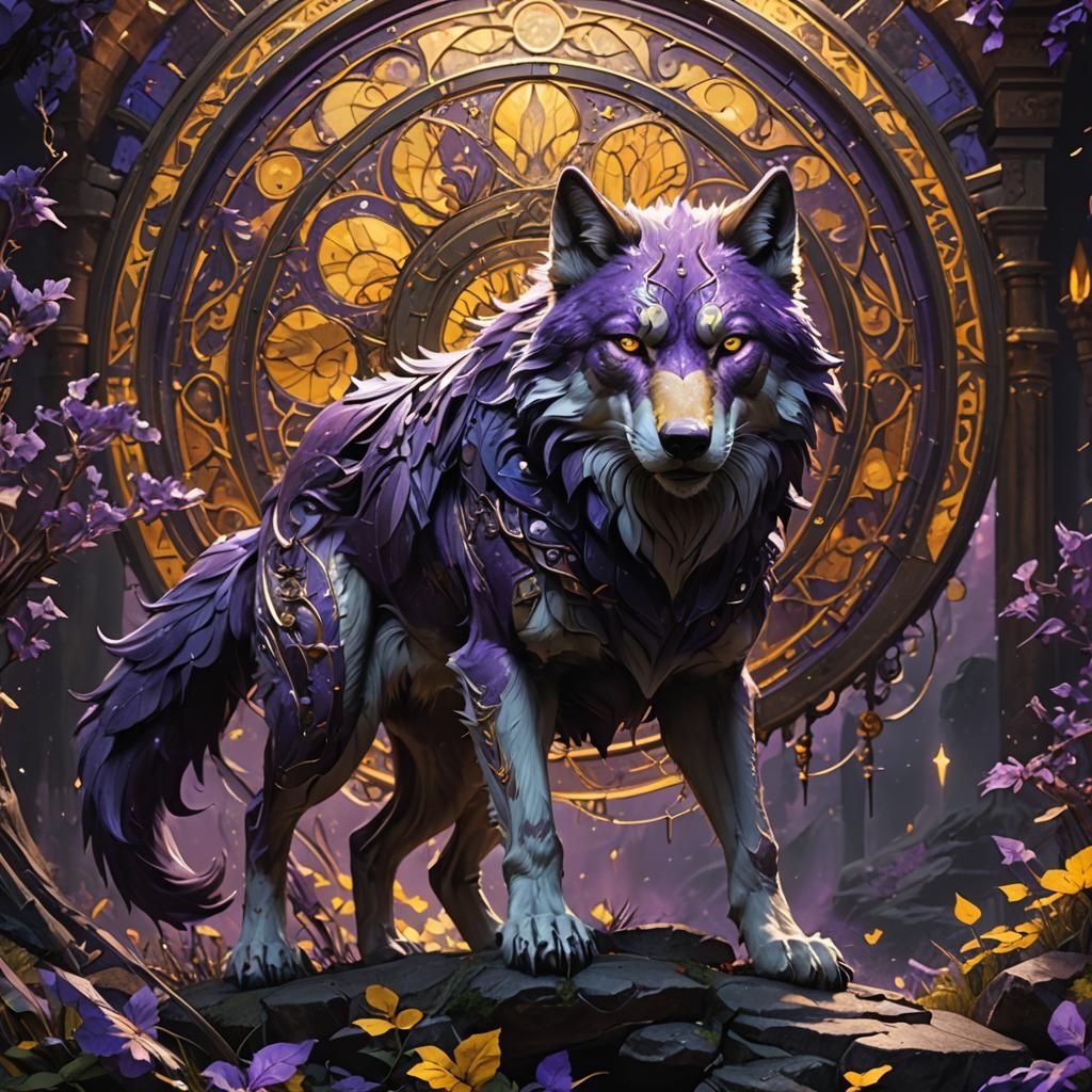 Magic Wolf in Dark Fantasy Style