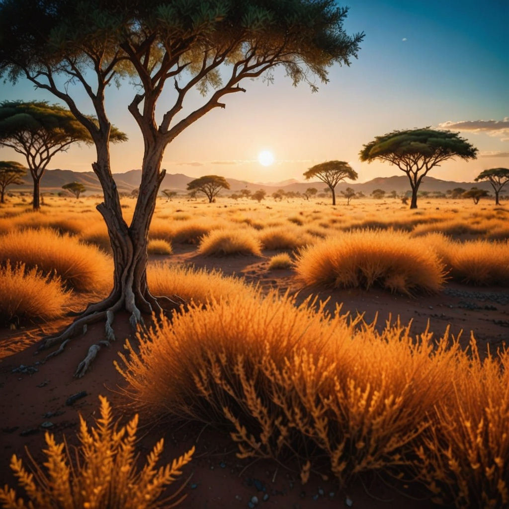 Savannah Landscape in Vibrant High-Contrast Colors