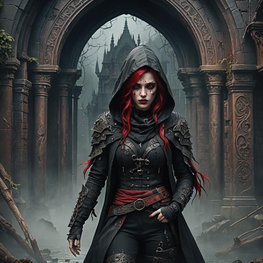 Gothic Rogue with Piercings and Tattoos