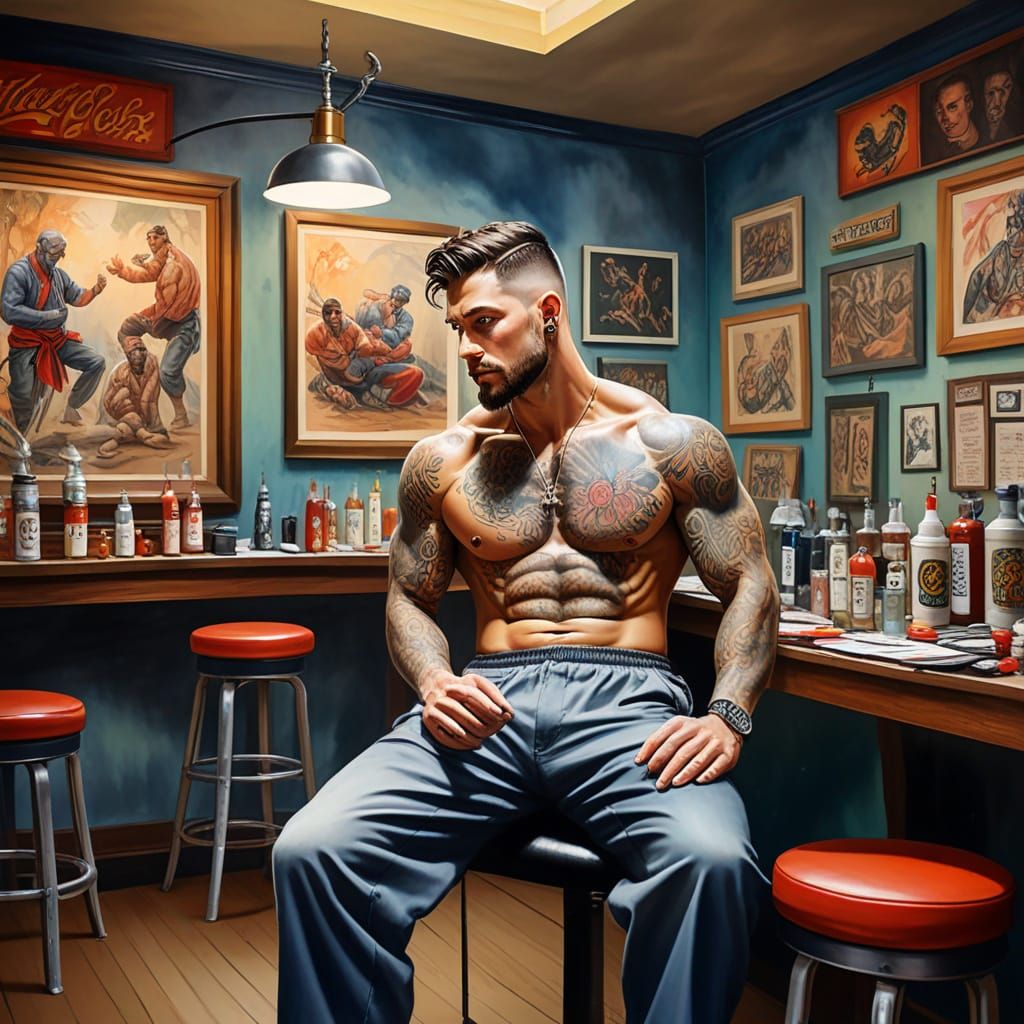 Tattoo Artist Creates Karate Masterpiece in Gouache Style