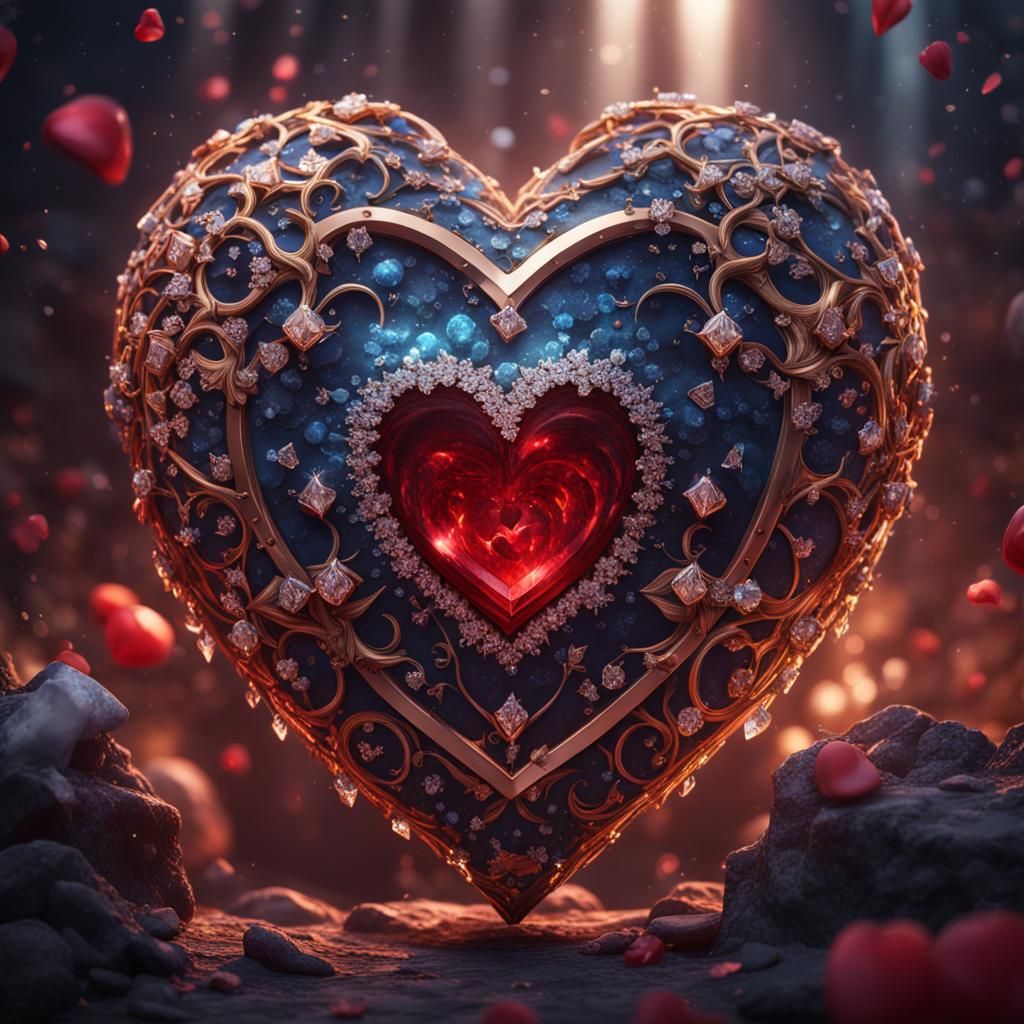 Beautiful heart with diamonds