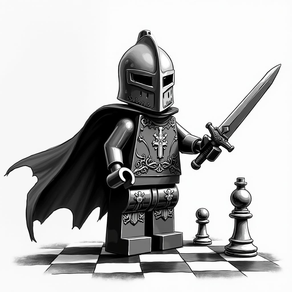 Miniature Knight in Shining Armor Battles Looming Shadow on ...