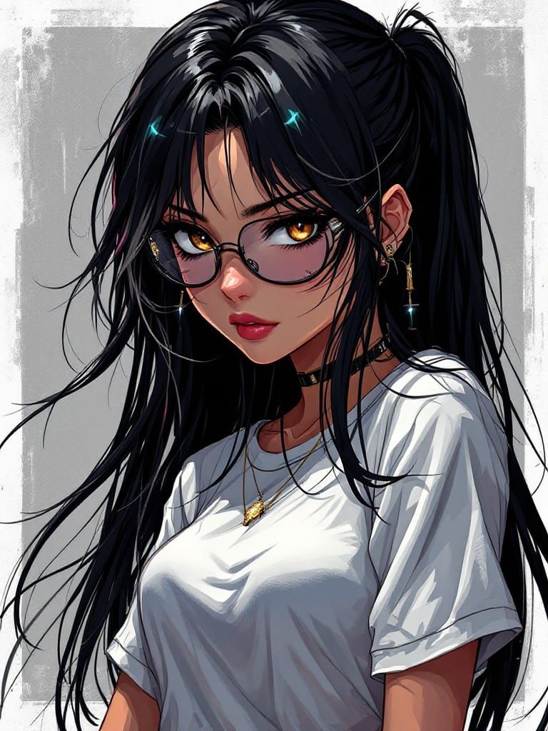 Anime-Inspired Cyberpunk Girl in a Kawaii Style