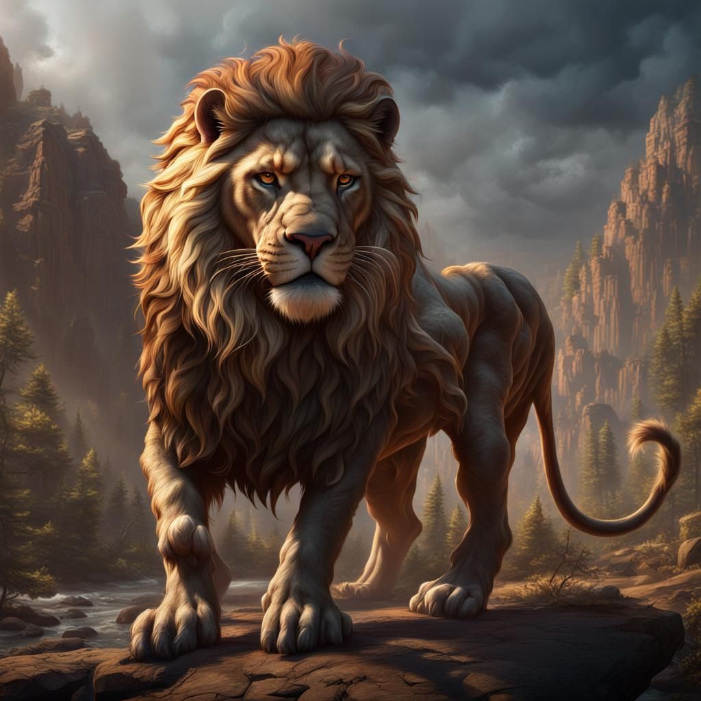 Detailed Matte Painting of an American Lion