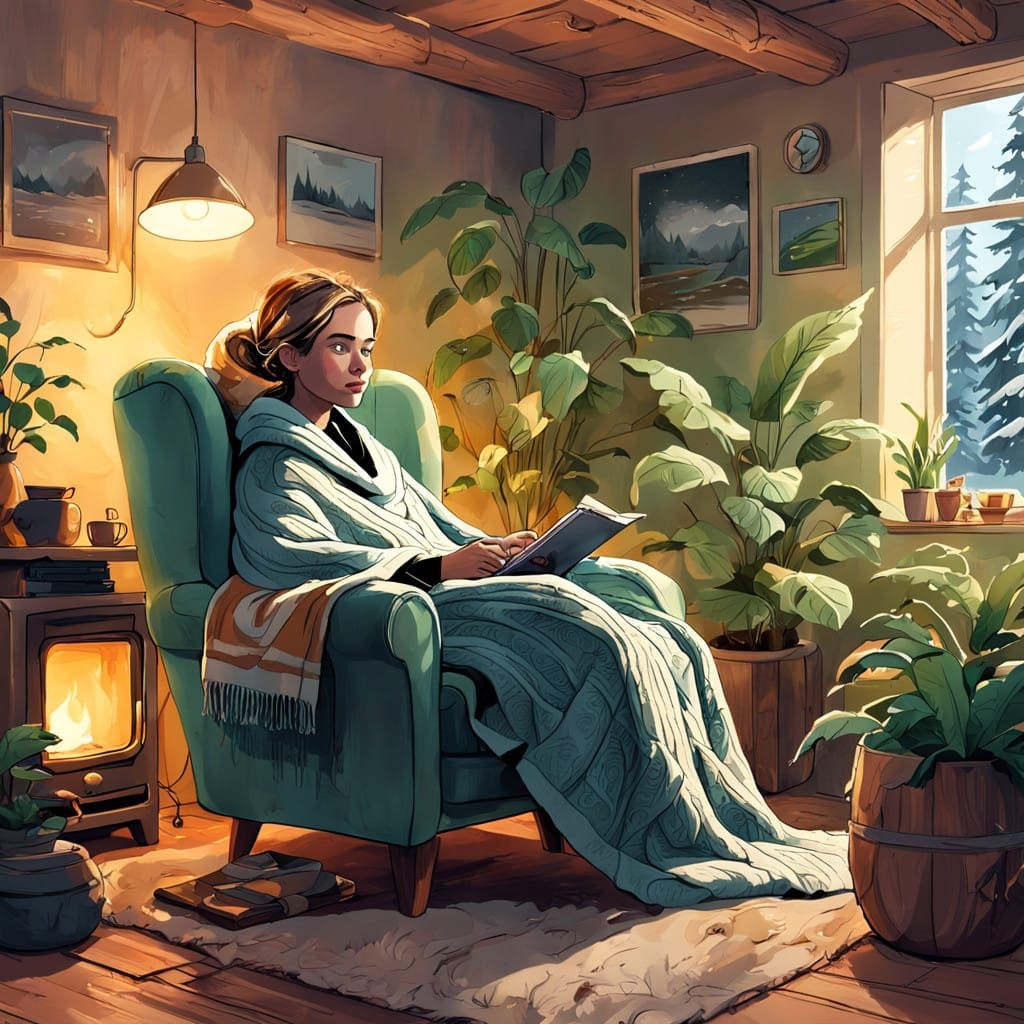 Cozy Nordic Haven in Warm Golden Light