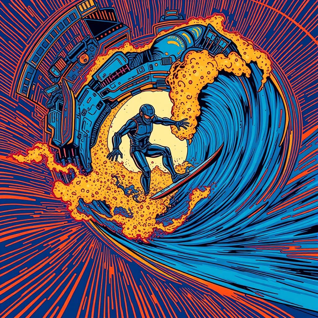 Android Surfer in Epic Binary Wave