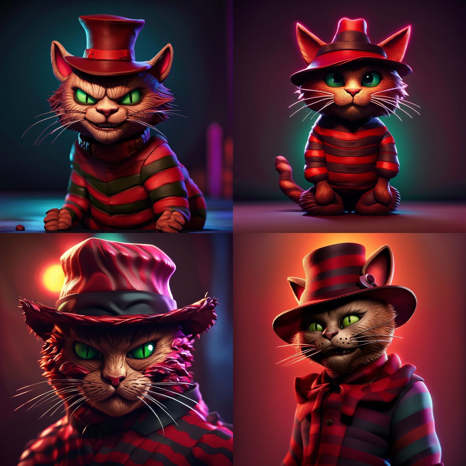 Freddy Krueger as Cat: Pixar-Style 3D Art