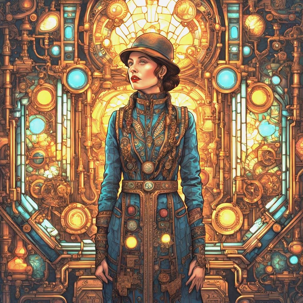 Steampunk Goddess of Vibrant Butterflies