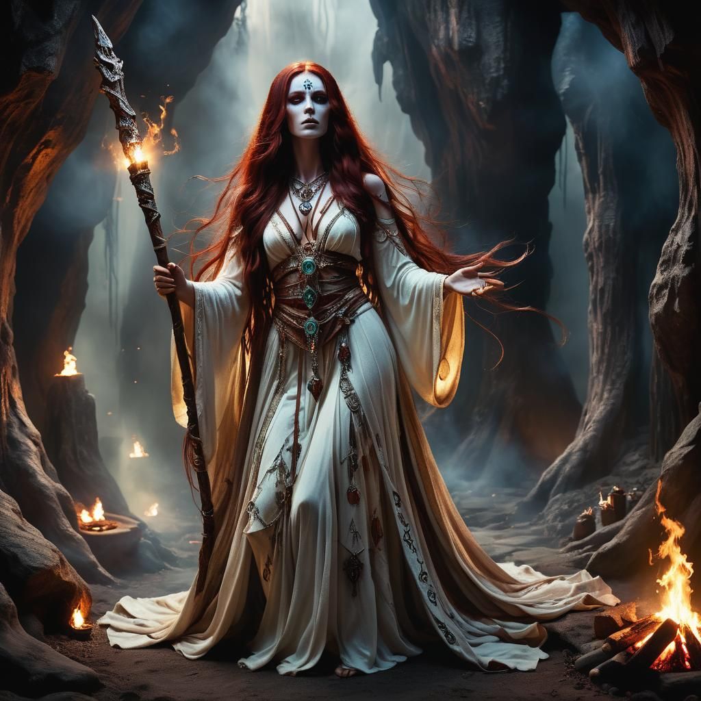 Goddess Sorceress with Ethereal Glow, as 3D Render