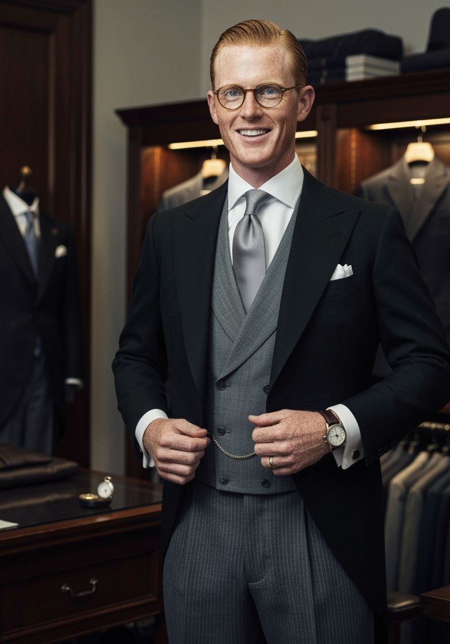 Man Trying On Bespoke Morning Suit in Savile Row Shop