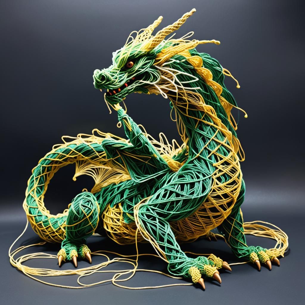 Dragon Made of String: AI-Generated Art